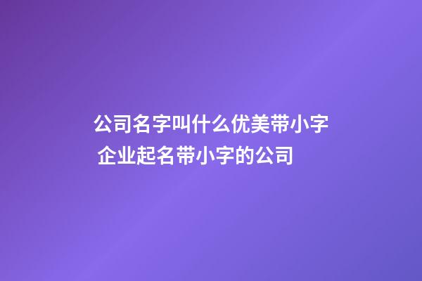 公司名字叫什么优美带小字 企业起名带小字的公司-第1张-公司起名-玄机派